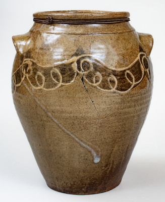 Scarce attrib. Thomas Chandler / Phoenix Factory, Edgefield District, SC Two-Color Slip Stoneware Jar