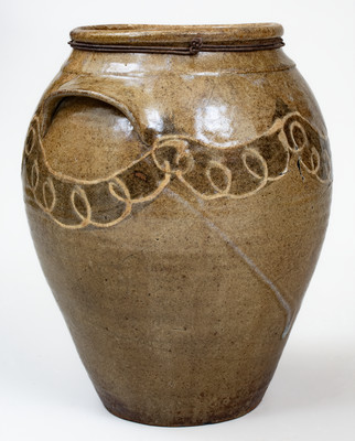 Scarce attrib. Thomas Chandler / Phoenix Factory, Edgefield District, SC Two-Color Slip Stoneware Jar