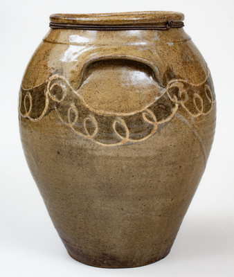 Scarce attrib. Thomas Chandler / Phoenix Factory, Edgefield District, SC Two-Color Slip Stoneware Jar