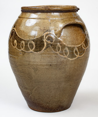 Scarce attrib. Thomas Chandler / Phoenix Factory, Edgefield District, SC Two-Color Slip Stoneware Jar