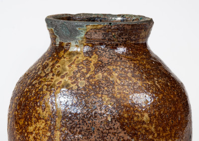 Extremely Rare and Important Stoneware Jar with Incised Figures att. David Drake, Edgefield District, SC