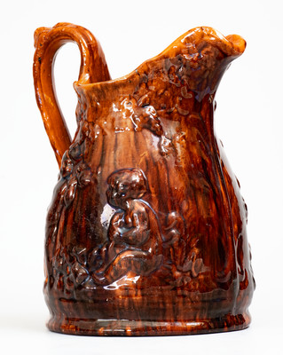 Rare JOHN BELL / WAYNESBORO, PA Pottery Pitcher w/ Relief Cherub Pattern