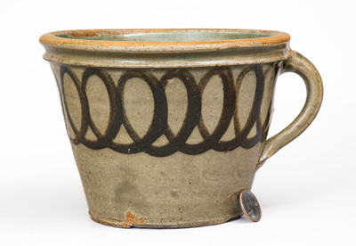 Rare Stoneware Clabber Bowl w/ Iron Slip Decoration, attrib. Thomas Chandler, Edgefield District, SC, c1850
