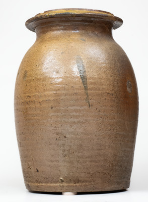 Attrib. Whelchel Family, Gaffney, SC Stoneware Jar w/ Brown Slip Floral Decoration,