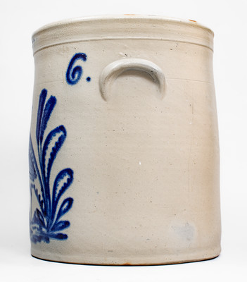 Exceptional 6 Gal. HARRINGTON & BURGER / ROCHESTER Stoneware Crock w/ Elaborate Game Bird Decoration