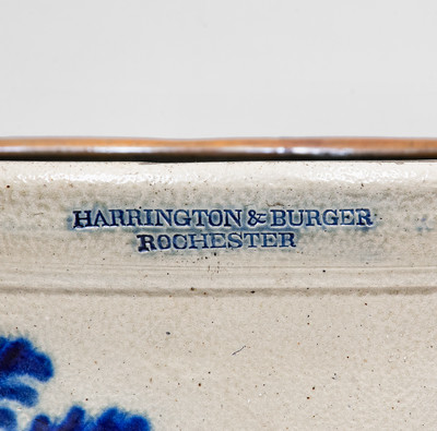 Exceptional 6 Gal. HARRINGTON & BURGER / ROCHESTER Stoneware Crock w/ Elaborate Game Bird Decoration