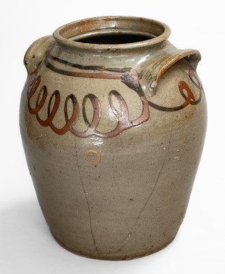 Alkaline-Glazed Stoneware Jar w/ Iron-Slip Loop Decoration attrib. Thomas Chandler, Edgefield District, SC