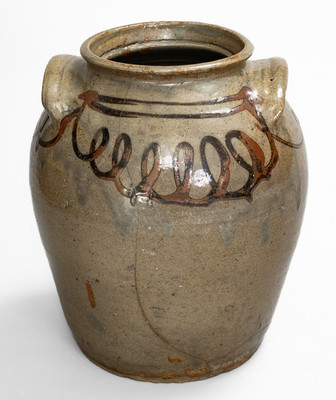 Alkaline-Glazed Stoneware Jar w/ Iron-Slip Loop Decoration attrib. Thomas Chandler, Edgefield District, SC
