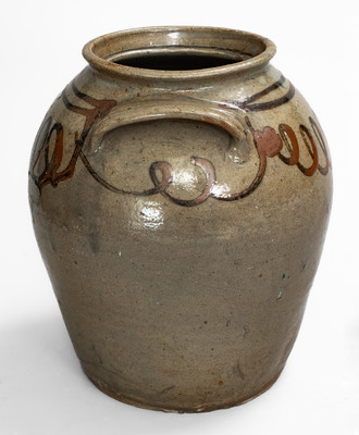 Alkaline-Glazed Stoneware Jar w/ Iron-Slip Loop Decoration attrib. Thomas Chandler, Edgefield District, SC