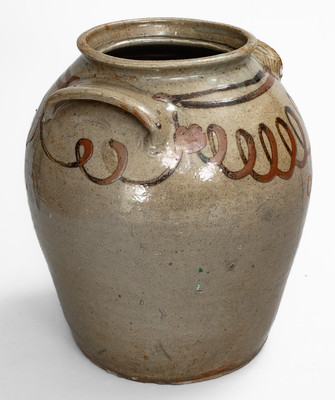 Alkaline-Glazed Stoneware Jar w/ Iron-Slip Loop Decoration attrib. Thomas Chandler, Edgefield District, SC