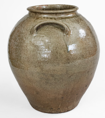 Alkaline-Glazed Stoneware Jar w/ Iron-Slip Floral Decoration, attrib. Thomas Chandler, Edgefield District, SC