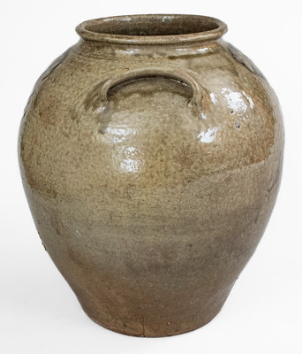 Alkaline-Glazed Stoneware Jar w/ Iron-Slip Floral Decoration, attrib. Thomas Chandler, Edgefield District, SC