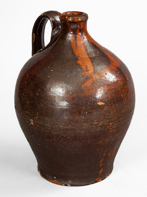 Fine Salem, North Carolina Moravian Redware Jug, c1790-1830