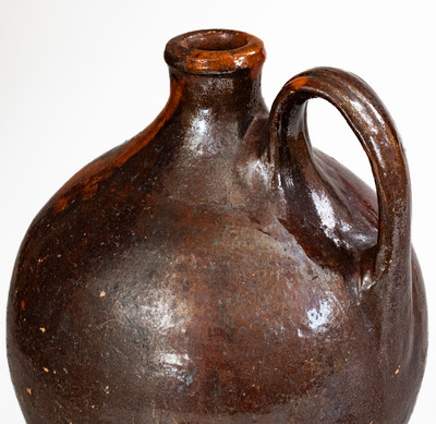 Fine Salem, North Carolina Moravian Redware Jug, c1790-1830