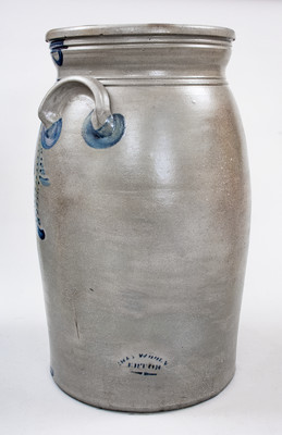 Very Rare 10 Gal. HAMILTON & JONES / STAR POTTERY Churn w/ CHAS. WOOLVERTON Stenciled Signature