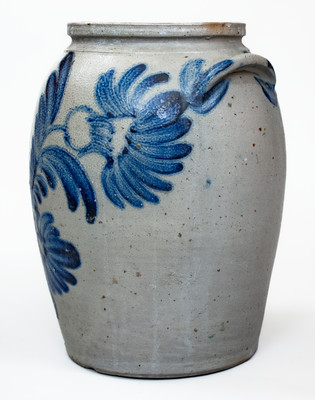 Fine 2 Gal. Baltimore, MD Stoneware Jar w/ Elaborate Floral Decoration