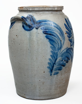 Fine 2 Gal. Baltimore, MD Stoneware Jar w/ Elaborate Floral Decoration