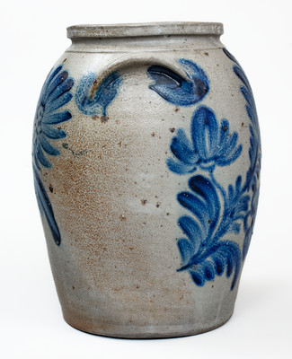 Fine 2 Gal. Baltimore, MD Stoneware Jar w/ Elaborate Floral Decoration