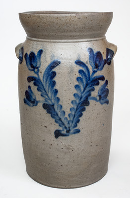 2 Gal. Baltimore, MD Stoneware Churn w/ Floral Decoration, circa 1850
