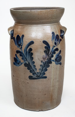 2 Gal. Baltimore, MD Stoneware Churn w/ Floral Decoration, circa 1850