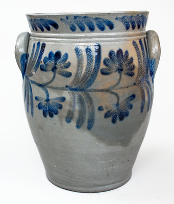 Large-Sized Stoneware Jar w/ Elaborate Floral Decoration, attrib. Henry Harrison Remmey, Philadelphia, PA