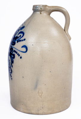 3 Gal. J. NORTON & CO. / BENNINGTON, VT Stoneware Jug w/ Floral Spray