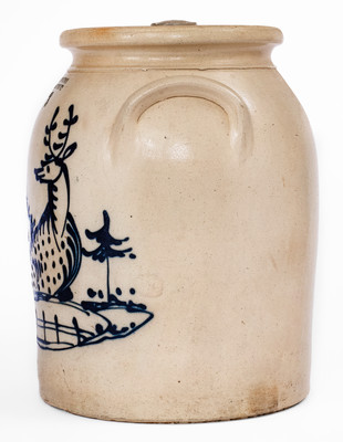 Scarce and Fine J. & E. NORTON / BENNINGTON, VT Stoneware Jar w/ Deer and House Scene