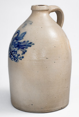 Extremely Rare Two-Gallon Stoneware Jug with Cobalt Swan on Nest Decoration, Stamped 