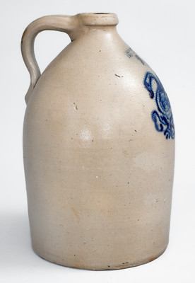 Extremely Rare JULIUS NORTON / BENNINGTON, VT Stoneware Jug w/ Cobalt Swan on Nest