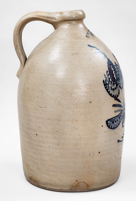 Outstanding W.H. FARRAR & CO. / GEDDES, N.Y. Stoneware Bird Jug, c1850