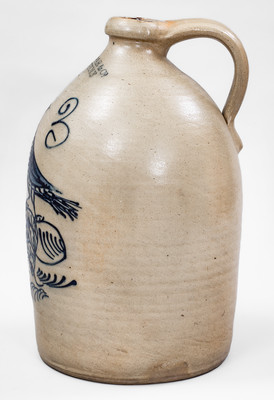 Outstanding W.H. FARRAR & CO. / GEDDES, N.Y. Stoneware Bird Jug, c1850