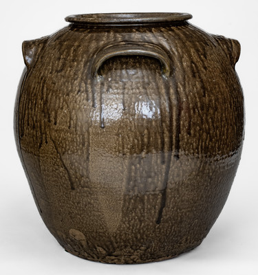 Rare and Monumental 16 Gal. Four-Handled DS (Daniel Seagle, Vale, North Carolina) Stoneware Jar