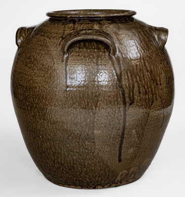 Rare and Monumental 16 Gal. Four-Handled DS (Daniel Seagle, Vale, North Carolina) Stoneware Jar