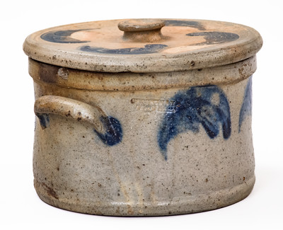 JOHN BELL / WAYNESBORO Stoneware Butter Crock w/ Cobalt Decoration