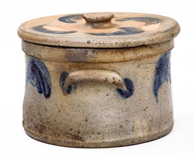 JOHN BELL / WAYNESBORO Stoneware Butter Crock w/ Cobalt Decoration