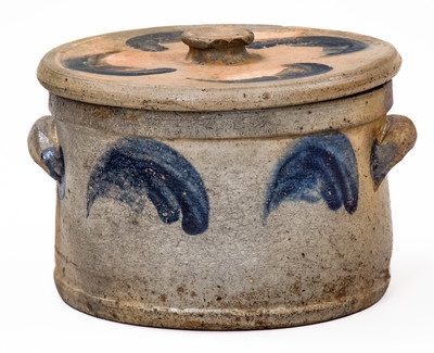 JOHN BELL / WAYNESBORO Stoneware Butter Crock w/ Cobalt Decoration