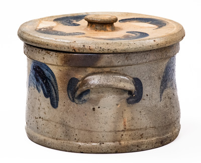 JOHN BELL / WAYNESBORO Stoneware Butter Crock w/ Cobalt Decoration