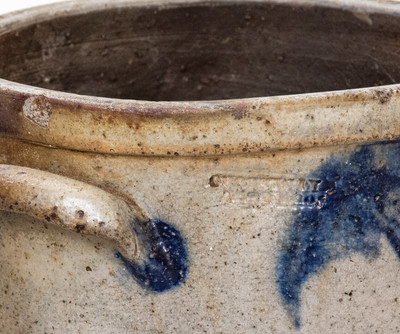 JOHN BELL / WAYNESBORO Stoneware Butter Crock w/ Cobalt Decoration