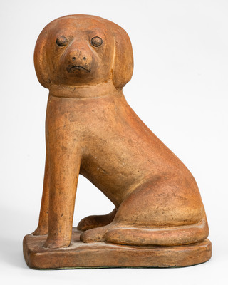 Ohio Sewer Tile Figure of a Spaniel, probably George Bagnall, Newcomerstown, c1870-1910