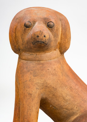 Ohio Sewer Tile Figure of a Spaniel, probably George Bagnall, Newcomerstown, c1870-1910
