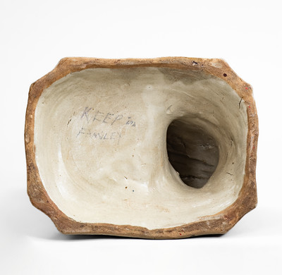 Scarce Stoneware Spaniel on Base w/ Two-Color Slip, attrib. Donaghho Pottery, Parkersburg, WV