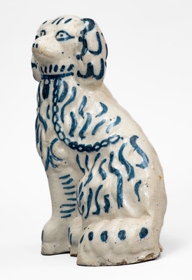 Cobalt-Decorated Ohio Stoneware Spaniel Figure, late 19th century
