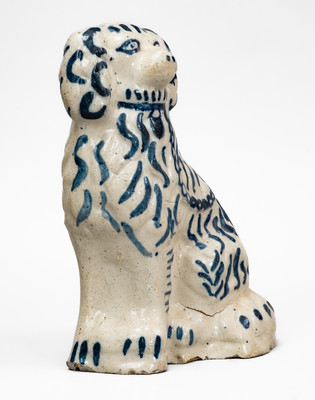Cobalt-Decorated Ohio Stoneware Spaniel Figure, late 19th century