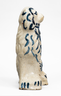 Cobalt-Decorated Ohio Stoneware Spaniel Figure, late 19th century
