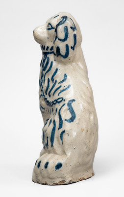 Cobalt-Decorated Ohio Stoneware Spaniel Figure, late 19th century