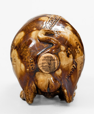Very Rare Anna Pottery Rockingham-Glazed Pig Bottle, circa 1880