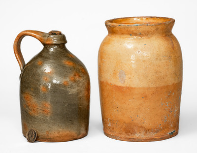 Two Pieces of Galena, Illinois Redware Pottery