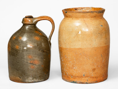Two Pieces of Galena, Illinois Redware Pottery