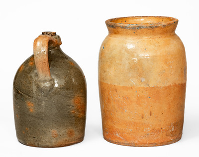 Two Pieces of Galena, Illinois Redware Pottery