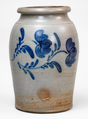 Attrib. James or Leet Hamilton, Greensboro, PA Stoneware Jar w/ Floral Decoration